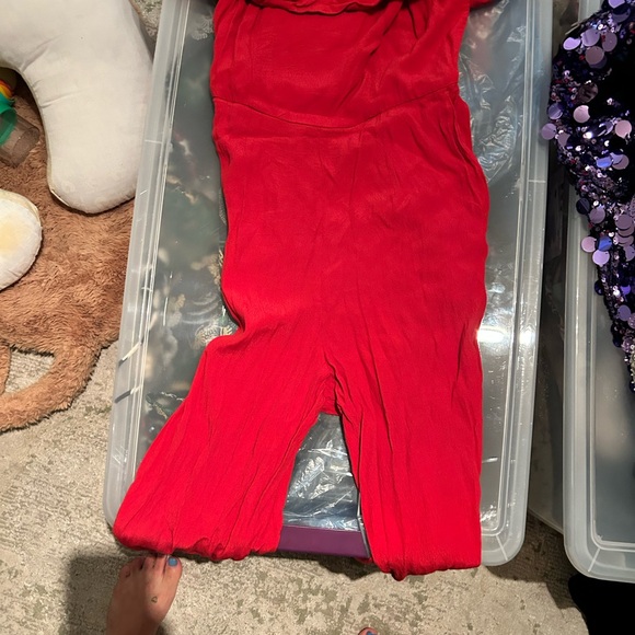 A&F Red Off the shoulder Jumpsuit - Picture 2 of 4